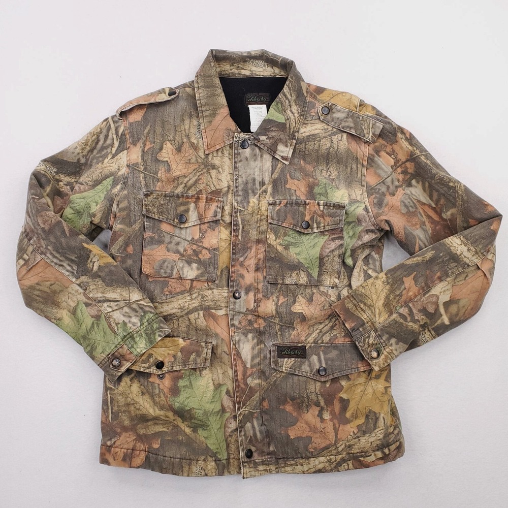 Liberty Jacket Women Large Brown Green Camo Coat Fleece Lined Bill Jordan Timber - Picture 1 of 11